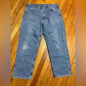 VTG Carhartt Flannel Lined Jeans Relaxed Fit Men’s 40x31  Medium Wash